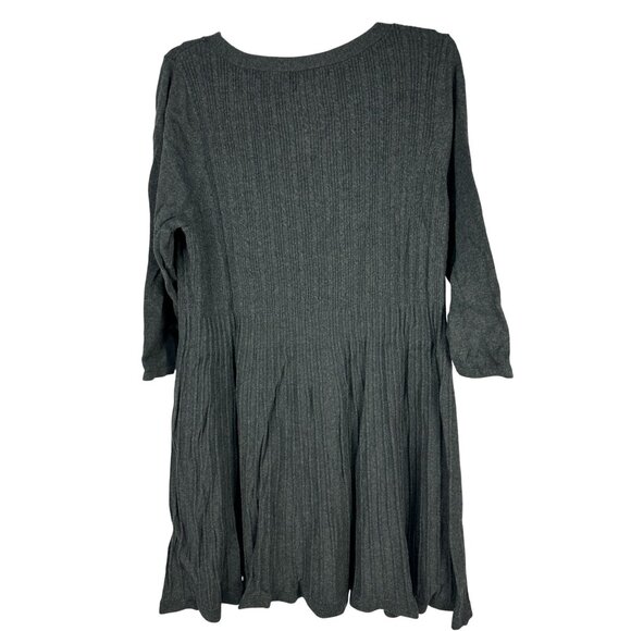 Style & Co Womens 1X Gray Long Sleeve Ribbed Dress Cotton Blend Casual Loose Fit - Picture 3 of 10